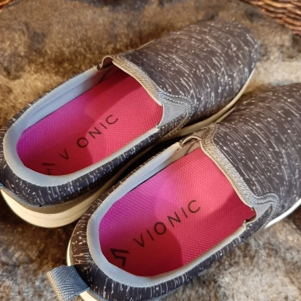 Vionic 5 Black Kea Slip On Comfort Sneakers Orthotic Agile Mesh Walking Shoes